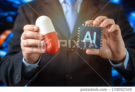Using AI in drug development. Smart pills with cameras and AI for digestive screening. Medical innovation and digital healthcare diagnostics 139092509