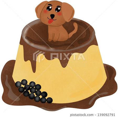 chocolate pudding with dog chocolate pudding with dog 139092791