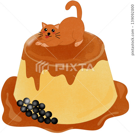 caramel pudding with cat caramel pudding with cat 139092800
