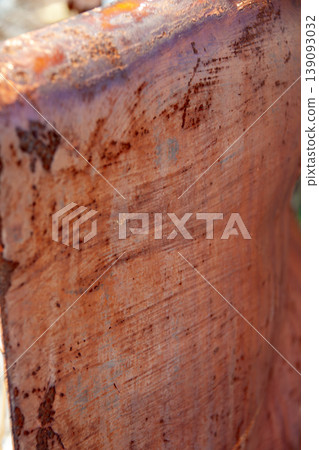 Close-up of the rusted guardrail surface Close-up of the rusted guardrail surface 139093032