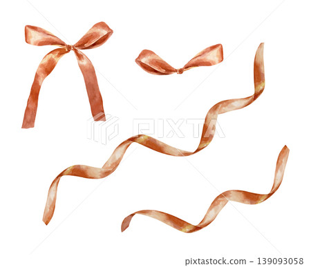 Red ribbon and bow set. Hand drawn vector watercolor illustration for card design for Mothers Day, Victory and Remembrance Day. Suitable for large banners and posters. Red ribbon and bow set. Hand drawn vector watercolor illustration for card design for Mothers Day, Victory and Remembrance Day. Suitable for large banners and posters. 139093058