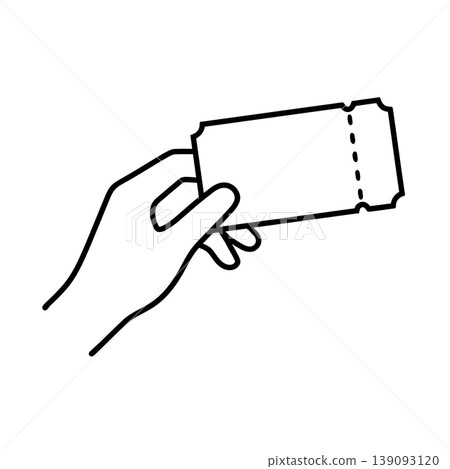 Line icon of a hand holding a ticket 139093120