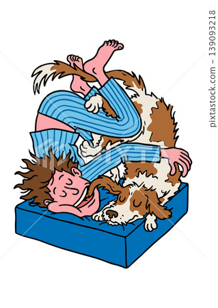 Man and Dog Sleeping Together Man and Dog Sleeping Together 139093218