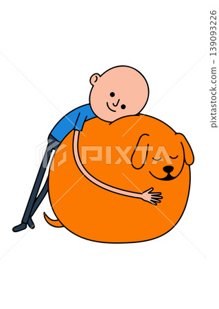 Man Hugging a Round Dog 139093226