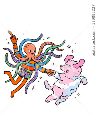 Octopus and Cloud Dog Cartoon 139093227