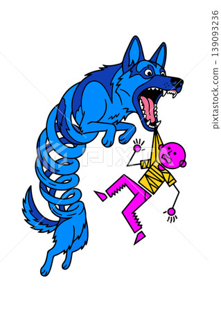 Cartoon Dog Biting a Person 139093236