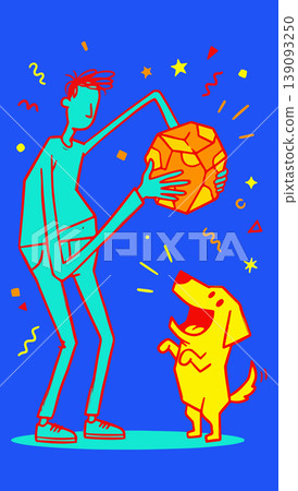 Man and Dog Playing with a Ball Man and Dog Playing with a Ball 139093250