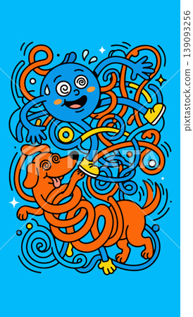 Cartoon Characters in a Tangled Mess 139093256