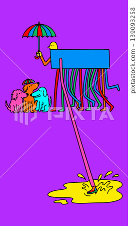 Abstract Figure with Dogs and Puddle 139093258