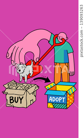 Adopt, Don't Buy: Cartoon Illustration Adopt, Don't Buy: Cartoon Illustration 139093263