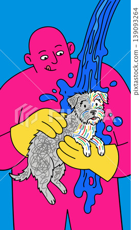 Dog Getting a Bath 139093264