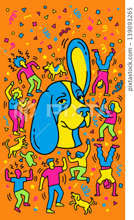 Dog and Dancing Figures 139093265