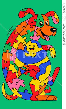 Puzzle Dog Hugging Puzzle Person 139093268