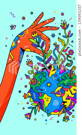 Hand Holding Blooming Earth 139093287