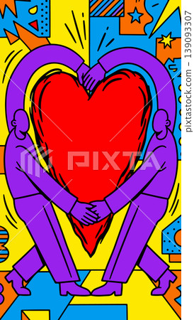 Heart Held by Two Figures 139093307
