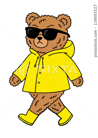 Bear in Yellow Raincoat and Sunglasses Bear in Yellow Raincoat and Sunglasses 139093327