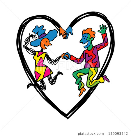 Colorful Couple Dancing in Heart Colorful Couple Dancing in Heart 139093342