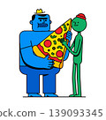 Cartoon Characters Sharing Pizza 139093345