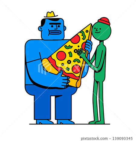 Cartoon Characters Sharing Pizza 139093345
