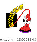 Cartoon Character Emerging from a Box 139093348