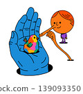 Stylized Hand Holding a Colorful Bird 139093350