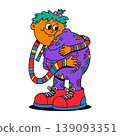 Cartoon Character Hugging a Purple Figure 139093351
