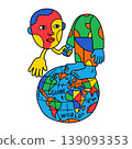 Colorful Figures on Globe Shaking Hands 139093353