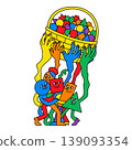 Geometric Shapes Carrying a Basket 139093354