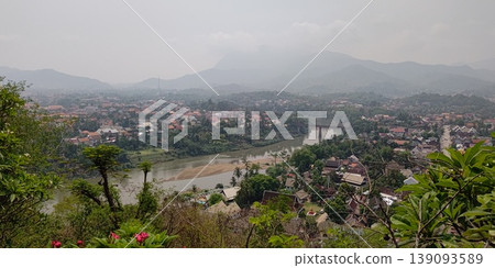 View of the Khan River and the cityscape from Mount Phousi [Luang Prabang, Laos] 139093589