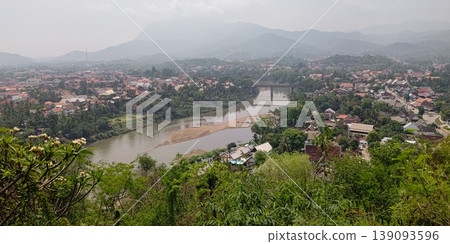 View of the Khan River and the cityscape from Mount Phousi [Luang Prabang, Laos] 139093596