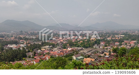 View of the Khan River and the cityscape from Mount Phousi [Luang Prabang, Laos] 139093606