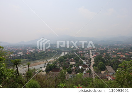 View of the Khan River and the cityscape from Mount Phousi [Luang Prabang, Laos] 139093691