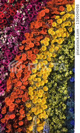 Rainbow flower background with vivid blossoms. Floral texture background with vibrant colors and decorative composition symbolizing diversity, inclusion, and LGBTQ pride. Rainbow flower background with vivid blossoms. Floral texture background with vibrant colors and decorative composition symbolizing diversity, inclusion, and LGBTQ pride. 139094098