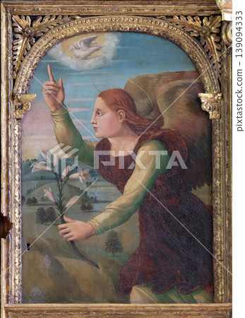 Archangel Gabriel on the altar of the Resurrection of Jesus in the Franciscan church of the Friars Minor in Dubrovnik Archangel Gabriel on the altar of the Resurrection of Jesus in the Franciscan church of the Friars Minor in Dubrovnik 139094333