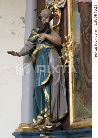 Saint James statue on the main altar in the chapel of St. James in Ivanic Grad, Croatia Saint James statue on the main altar in the chapel of St. James in Ivanic Grad, Croatia 139094923