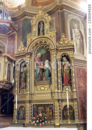 Altar of the Visitation of Mary in the church of the Saint Peter in Ivanic Grad, Croatia 139094926