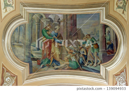 Scenes from the life of Saint Peter, fresco in the church of the Saint Peter in Ivanic Grad, Croatia 139094933
