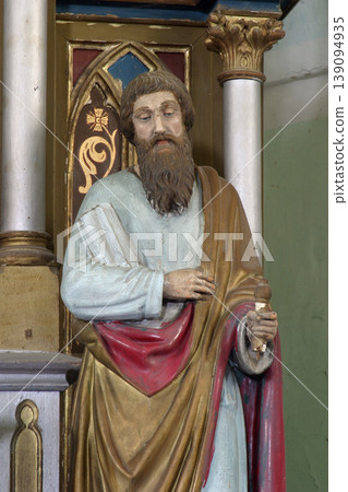 Statue of Apostle Saint Paul on the altar of the Virgin Mary in the church of Saint Martin in Sveti Martin pod Okicem, Croatia 139094935