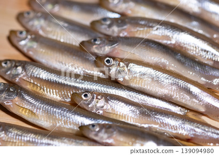 Image of young smelt from Shiga Prefecture, suitable for tempura and karaage (Japanese fried chicken). Image of young smelt from Shiga Prefecture, suitable for tempura and karaage (Japanese fried chicken). 139094980