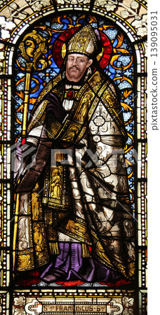 Saint Francis de Sales, stained glass, Saint Vincent de Paul church, Paris 139095031