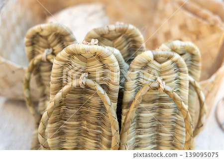 Sandals made from pandanus leaves Sandals made from pandanus leaves 139095075