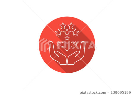 Hands Holding Heart With Stars Icon Representing Care, Support, Quality, Ratings and Customer Service 139095199