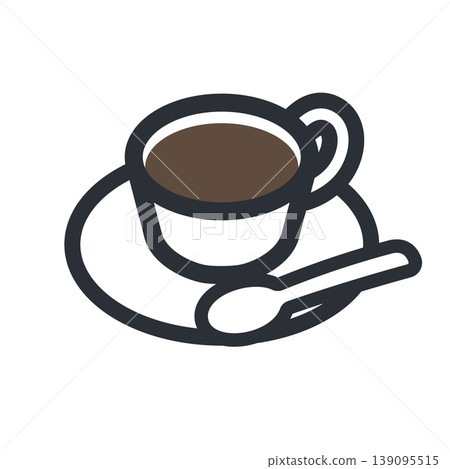 咖啡杯碟的簡約彩色圖示素材 咖啡杯碟的簡約彩色圖示素材 139095515