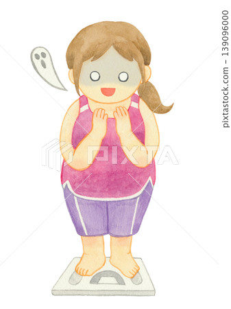 Woman stepping onto a scale 02 Woman stepping onto a scale 02 139096000
