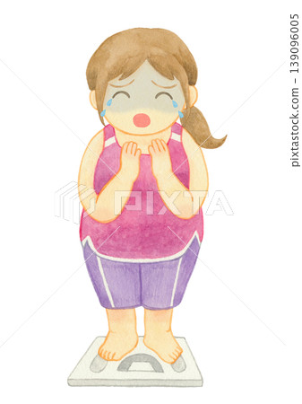 Woman stepping onto a scale 07 Woman stepping onto a scale 07 139096005