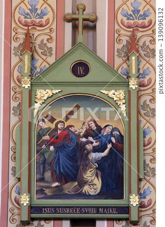 4th Stations of the Cross, Jesus meets His Mother, church of Saint Matthew in Stitar, Croatia 139096132