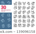 exclamation alert, notification message line icon set 139096158