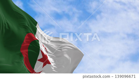 Algeria national flag waving in the wind on a clear day Algeria national flag waving in the wind on a clear day 139096671