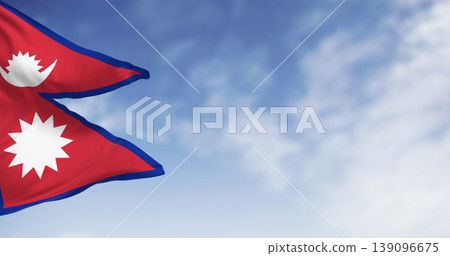 Nepal National flag waving in the wind on a clear day 139096675