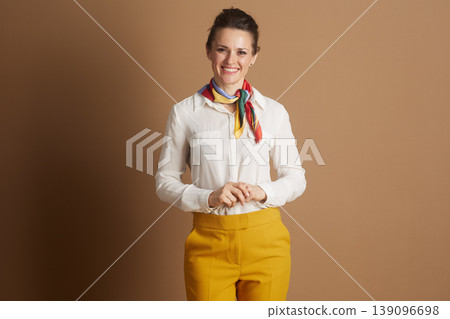 Confident Businesswoman with Clasped Hands 139096698
